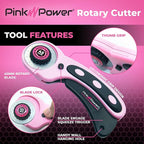 Pink Power Electric Fabric Scissors for Crafts, Sewing, Cardboard, Carpet & Scrapbooking - Heavy Duty Cutting Tool, Automatic Cordless Electric Scissors Fabric Cutter & Rotary Cutter Set (Aqua Splash)