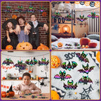 JULMELON 36Pcs Halloween Crafts, Rainbow Magic Halloween Scratch Art Paper Cute Bat Crafts School Classroom Activities Party Favors DIY Gifts