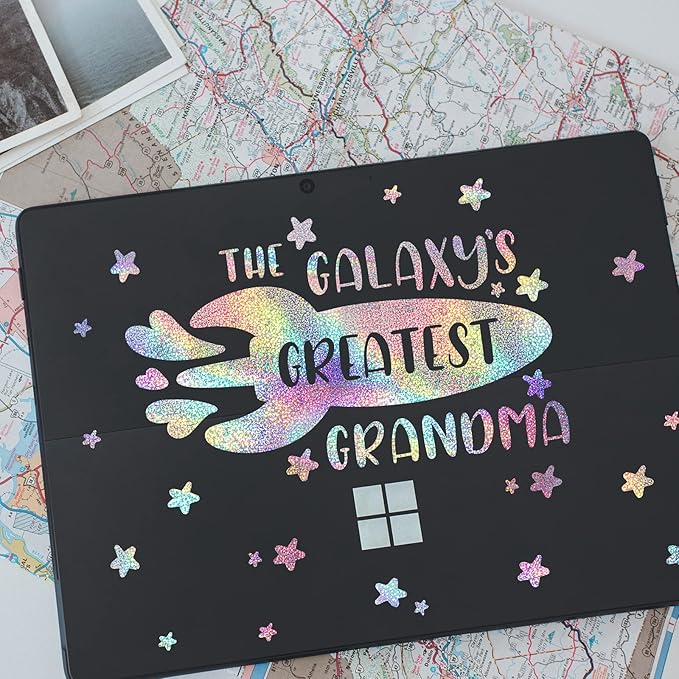 GIRAFVYINL Holographic Vinyl Silver Glitter Vinyl - 12” x 10FT Holographic Permanent Vinyl Glitter Adhesive Vinyl for Craft, Easy to Weed Vinyl Work with Vinyl Cutter