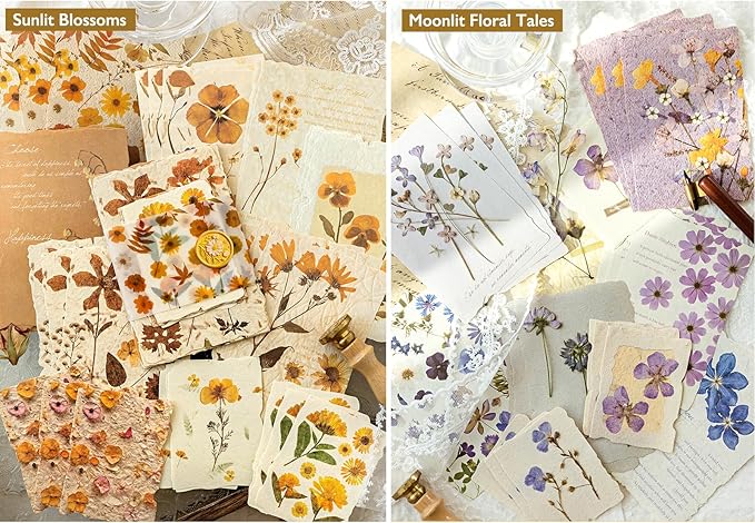 120Pcs Floral Textured Scrapbook Paper - 4 pack Embossed Rice Decoupage Paper Craft Special Mixed for Scrapbooking Junk Journaling Supplies Planner Bullet Cards Making Collage Decorative DIY Materials