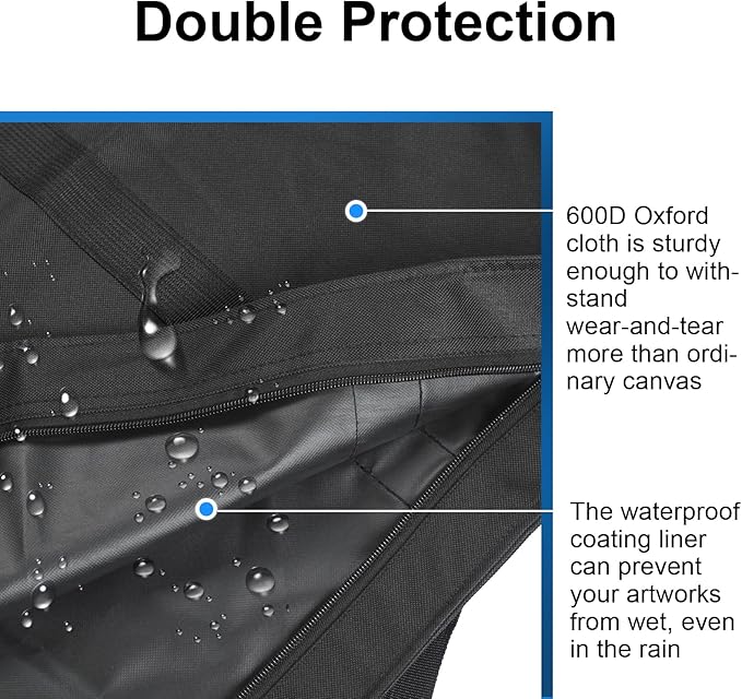 JJRING Dacron Light Weight Art Portfolio Bag, 19.6'' x 25.6'' for 18'' by 24'', Black Carrying Storage Case for Poster, Sketching, and Drawing