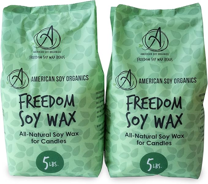 American Soy Organics Freedom Soy Wax Beads for Candle Making - Natural Candle Making Supplies - Paraffin-Free, Beeswax-Free Candle Wax for Container Candles, Tealights and Wax Melts, 10 lbs