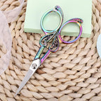 Detail Embroidery Scissors – Small Sharp Pointed Tip Shears for Sewing, Craft, Artwork, Needlework Yarn, Thread Snips, Handicraft DIY Tool, 4.5in Rainbow Vintage Style