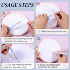2 PCS Adjustable Embroidery Punch Needle Threader, Felting Threader Needle Pen Tool with Wire Guide for DIY Handmade Art Crafts, Stitching Applique Embellishment, Embroidery Rug, Rug Punch Tool
