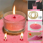 Pink Candle Sand Wax with Wicks and Wick Tabs- 450g DIY Pearled Candle Wax, Refillable Pearled Sand Candles with Wicks, for Valentine's Day, Wedding, Dating