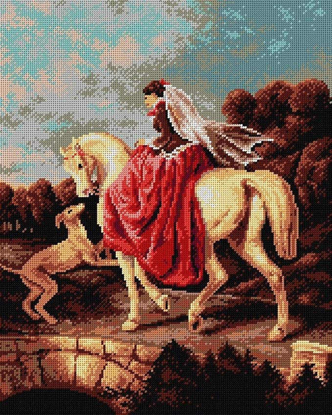 Wizardi Needlepoint Canvas for halfstitch Without Yarn After Gustav Klimt - Mother and Child 1212M Orchidea