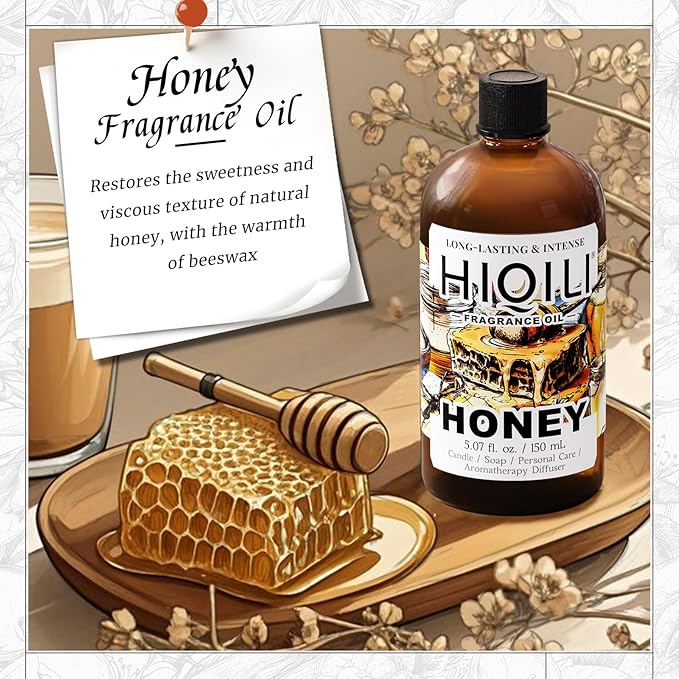 HIQILI Honey Fragrance Oil for Making Candle, Soap, Perfume, Warm Scents for Essential Oil Diffusers, Great for Home, Laundry - 5.07 Fl Oz