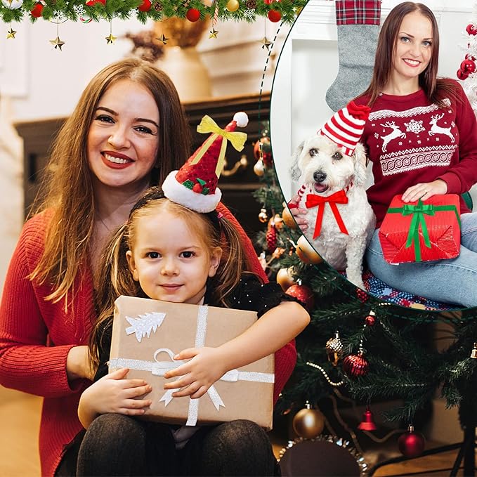 Christmas Ribbon, DECYOOL 4 Rolls 100 Yards Holiday Ribbons for Gift Wrapping (1.5cm Wide, Red & Green & Gold & Silver)