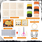 WATINC Christmas Punch Needle Coaster Kits - 23Pcs Easy Art Work Decor Craft Supply for Beginners, DIY Set of 6 Pattern Tufted Pads with Adhesive Felt Yarns Tools Coaster Holder Instruction (Orange)