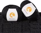 2 Balls Merino Wool Yarn, 12-Ply Luxurious and Soft Yarn for Hand Knitting & Crocheting, 1.76 OZ/50g, 120 yds/110 Meters(Black,2Balls)
