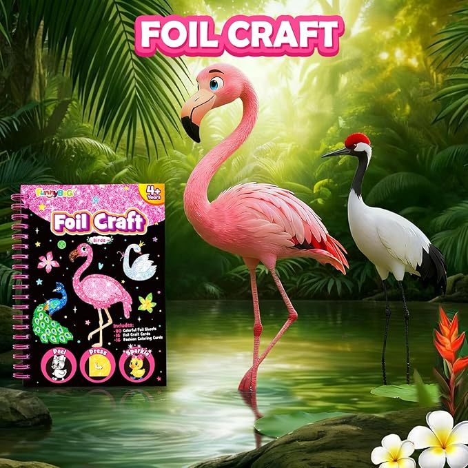 FUNNYB&G Foil Art Craft for Kids - Christmas Crafts Gift Party Favors Stocking Stuffers for Kids Fun Art Supplies Creative Birthday Gift Travel Toys for Girls Boys 4 5 6 7 8 9 Years Old(Birds)