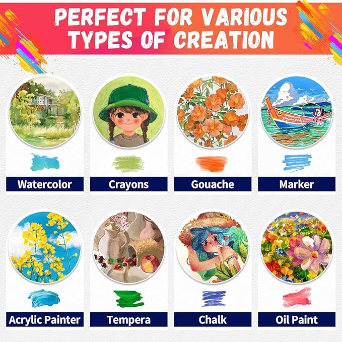 FIXSMITH Stretched Canvas for Painting- 8x10 Inch,Bulk Pack of 8,Primed,100% Cotton,5/8 Inch Profile of Super Value Pack for Acrylics,Oils & Other Painting Media