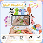 Alutaba 6Pcs Crochet Kit for Beginners, Crochet Animal Kits for Adults with Step by Step Videos Tutorials, Knitting Kit for Crochet Lovers Great Birthday Holiday Gift, DIY Keychain Pendants