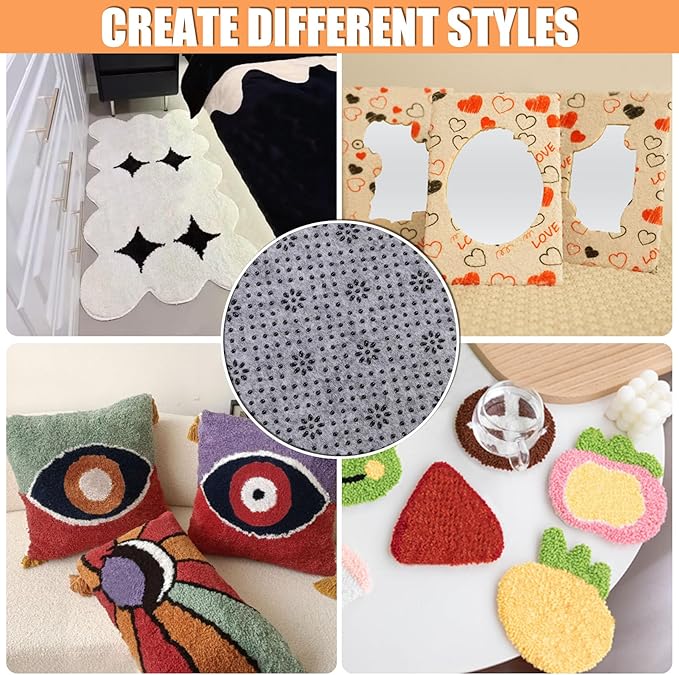 1*PC 40"x 40" Rug Backing Non-Slip, Rug Tufting Cloth for Tufting Gun, Rug Making, Thick Carpet Edging Fabric with Plum Blossom Pattern for DIY Crafts, Punch Needle Monks Cloth for Rug Making