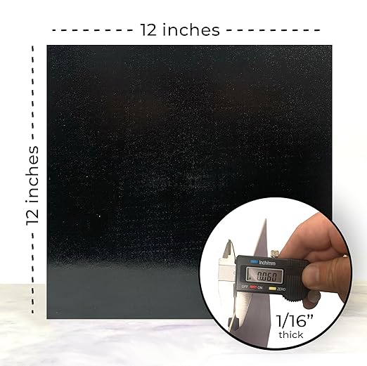 1/16" Black | Maker Boards Colors Line of Double Sided Painted Basswood Plywood Sheets, 12x12 inches, 1/16th and 1/8th Thickness, 17 Colors Available, Laser Safe, Diode Laser Compatible.