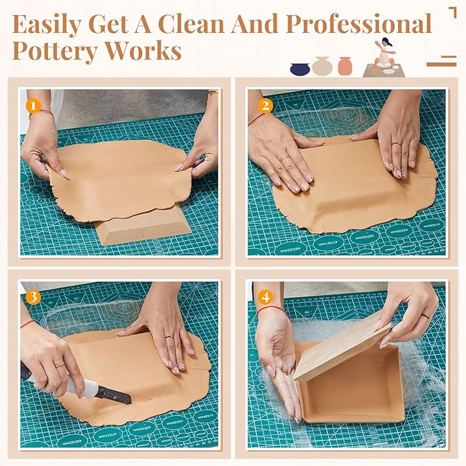 Sunnychicc 5 Pcs Ceramic Mold for Clay Wooden Pottery Clay Molds for Pottery Ceramic Plate for Slump Tools for Handbuilding Craft(Square,6.14-10.87")