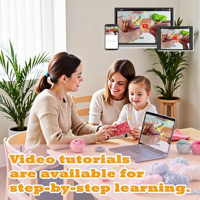 Weronique Crochet Kit for Beginner, Step-by-Step Crochet Tutorial Help to Easy Get Start, DIY Crochet Knitting Material Kit Include All Tools Needed, Best Gift for Friends (Bookmark, Yellow)