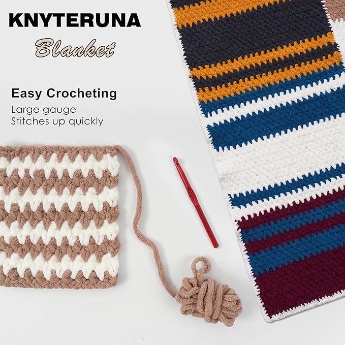 #6 Super Bulky Blanket Yarn for Crocheting - 4 Skeins(Each 10.5oz/300g, 220yds/201m), Chunky Chenille Thick Plush Big Soft Yarn for Crocheting Knitting Blankets, Light Coffee