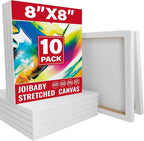 Stretched Canvas for Painting,10Pack 8X8 Inch Stretched White Blank Canvas,8 Oz Triple Primed 5/8" Profile Stretched Canvases,100% Cotton,Canvas for Painting, for Acrylics, Oils