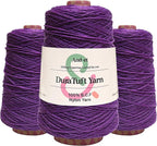 And-et DuraTuft Yarn 45 Vibrant Colors Tufting Nylon Yarn Pack - Ideal for Crochet, Craft Projects -100% B.C.F. - 3 Cones x 1.66lbs -180yards -Perfect for Rug Weaving and Knitting (26 Deep Purple)