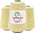 And-et DuraTuft Yarn 45 Vibrant Colors Tufting Nylon Yarn Pack - Ideal for Crochet, Craft Projects -100% B.C.F. - 3 Cones x 1.66lbs -180yards -Perfect for Rug Weaving and Knitting (15 Milky Yellow)