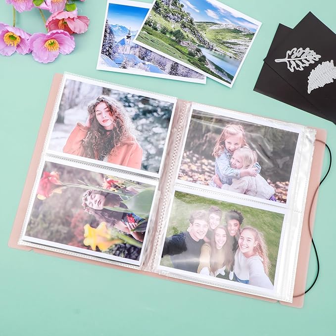 10 Pcs 0.3mm Magnet Sheets and 80 pockets/20 pages Storage Album for Stamp and Cutting Dies Storage Book Organizer Folder for Storage Die Cutting, DIY Scrapbooking Card Making Supplies (Orange)