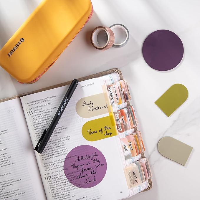 DiverseBee Transparent Sticky Notes (Includes Quick Dry Pen), Cute Clear Sticky Tabs, Translucent Page Flags Book Markers Stickers, Planner Accessories Bible Journaling Study Office Supplies (Muse)