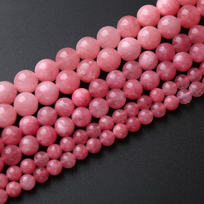 36pcs 10mm Natural Rose Pink Chalcedony Stone Round Loose Beads for Jewelry Making DIY Bracelets Necklaces Crystal Energy Healing Stone Beads 15" (10mm, Rose Pink Chalcedony)