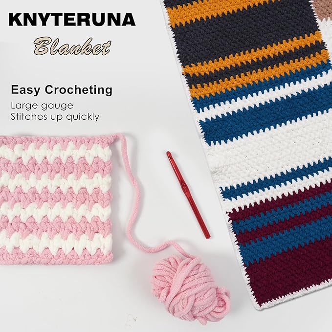 #6 Super Bulky Blanket Yarn for Crocheting - 4 Skeins(Each 10.5oz/300g, 220yds/201m), Chunky Chenille Thick Plush Big Soft Yarn for Crocheting Knitting Blankets, Pink