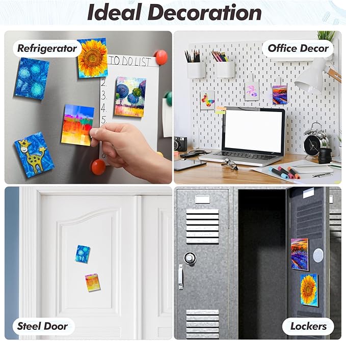 Engrowtic 50 Pcs Magnetic Painting Canvas Panel Mini Canvas Boards for Painting Mini Tile Art for Fridge Locker Art Crafts DIY(2 1/5 x 3 in,Rectangle)