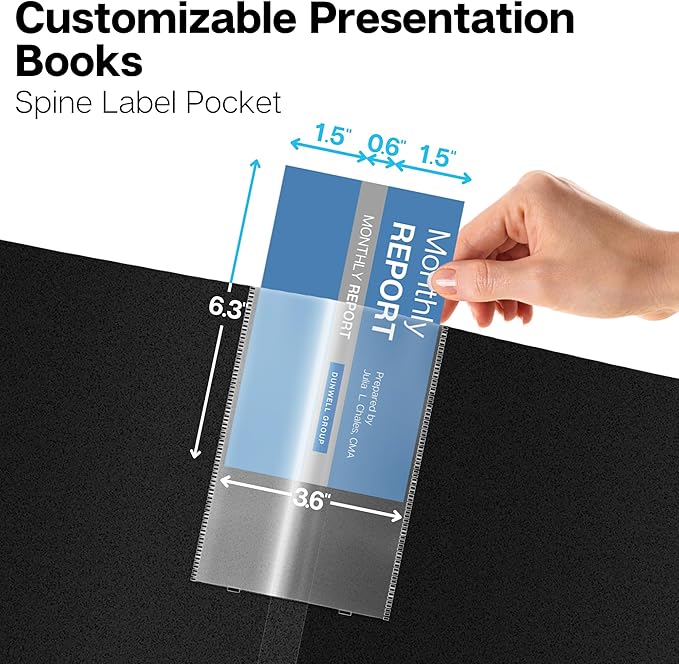 Dunwell 11x17 Portfolio Binder (Black, Horizontal), Presentation Book with 24 Pockets, Large 11 x 17 Art Portfolio Folder, Acid-Free Poly Cover and Sleeves