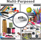 JUXYES 2 Pack Plastic Carry Storage Box with Removable Dividers, Clear Art Craft Supply Storage Bin Sewing Box with Handle Lid, 2 Layers Stationery Storage Case for School/Office Supplies Black