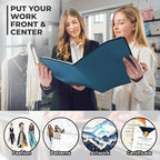 Dunwell Art Portfolio 9x12 Folder (Blue), Black Mounting Paper, Portfolio Binder for Artwork, 9 x 12 Art Folder, 24 Pockets Display 48 Pages, Acid-Free Poly Presentation Book