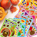 36 PCS Make a Turkey Stickers, Thanksgiving Stickers for Kids Make Your Own Turkey Sticker for Thanksgiving Party Favors Crafts School Rewards