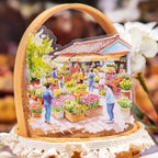 TIAMECH Bazaar PET Stickers - 80 Pcs Fruit Stand Food Street & Flower Vegetable Market Design, Waterproof Sticker for Journaling & Scrapbooking, Junk Journal Supplies, Ephemera & DIY Crafts