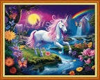 Findvoor Stamped Cross Stitch Kits for Beginner Embroidery Kits for Beginners Adults DIY 11CT Cross Stitch Patterns Needlepoint Kits Crossstitching Kits-Unicorn Landscape 16x20 inch