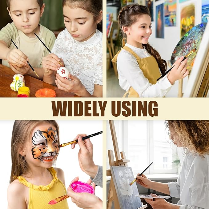15-Piece Paint Brush Set, Professional Artist Paint Brushes for Kids and Adults - Perfect for Canvas, Fabric, Watercolor, Oil or Acrylic Painting - Ideal for Beginners & Professionals