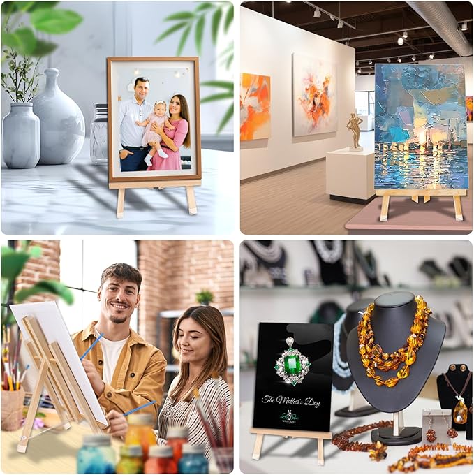 16 Pack 15 Inch Wood Easels, Easel Stand for Painting Canvases, Art, and Crafts, Tripod, Painting Party Easel, Kids Student Tabletop Easels for Painting, Portable Canvas Photo Picture Sign Holder