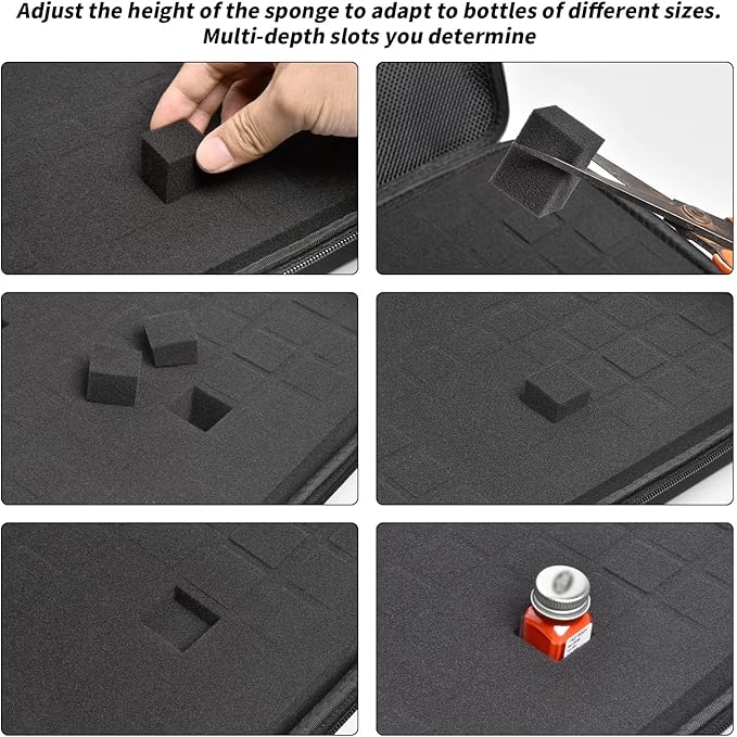 Model Paint Storage Case for Testors Paint Set, Paints Organizer Carrying Bag Holds 60 Bottles with 9 Fine Detail Miniatures Brushes, Enamel Container, Drawing Ink Holder- Box Only (Black)