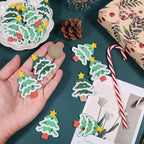 20Pcs Crochet Christmas Tree Appliques Handmade Crochet Colorful Christmas Tree Sweater Decorations for Decor Holiday Party Home Office DIY Accessories