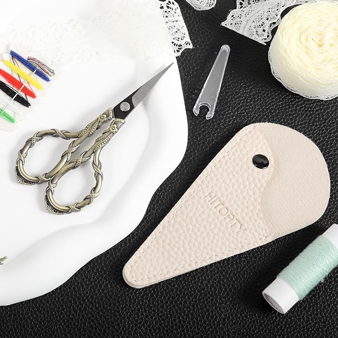 Sewing Scissors Small Sharp Vintage Embroidery Scissors, Tip Detail Thread Cutting Scissor for Craft Needlework Cross Stitch Daily Use Travel Shears with Cover