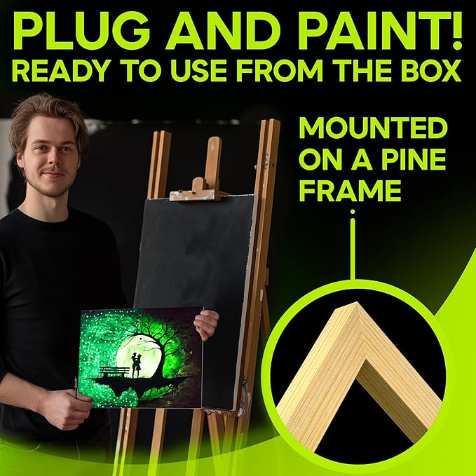 Glow in The Dark Canvas Boards – 2 Pack of 10×14″ Painting Panels – Neon-Ready Art Canvases for Acrylic, Oil & Glow Paints – Creative Gift for Artists, Kids & Decoration