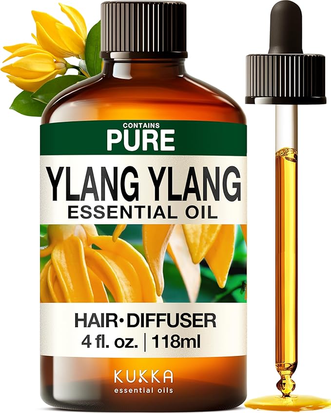 KUKKA Ylang-Ylang Essential Oils - 4 Fl Oz - for Hair, Skin, Diffuser, Aromatherapy & DIY Soap Making Scent
