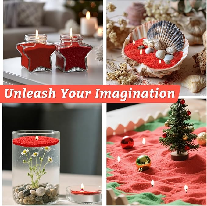 Sukh Red Sand Candles and Wicks - 430G(0.94lb) Candles Sand with Wicks Refillable Candle for Weddings, Dating, Halloween, Christmas