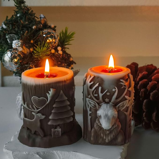 Deer Animal Molds Animal Spiral Wave Pillar Rotate Candle & Resin Mold - Resin Casting Silicone Molds for Home Decor & Candle Making Wave Spiral Mold