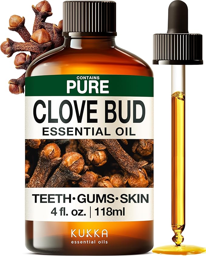 KUKKA Clove Essential Oils - 4 Fl Oz - for Hair, Skin, Diffuser, Aromatherapy & DIY Soap Making Scent