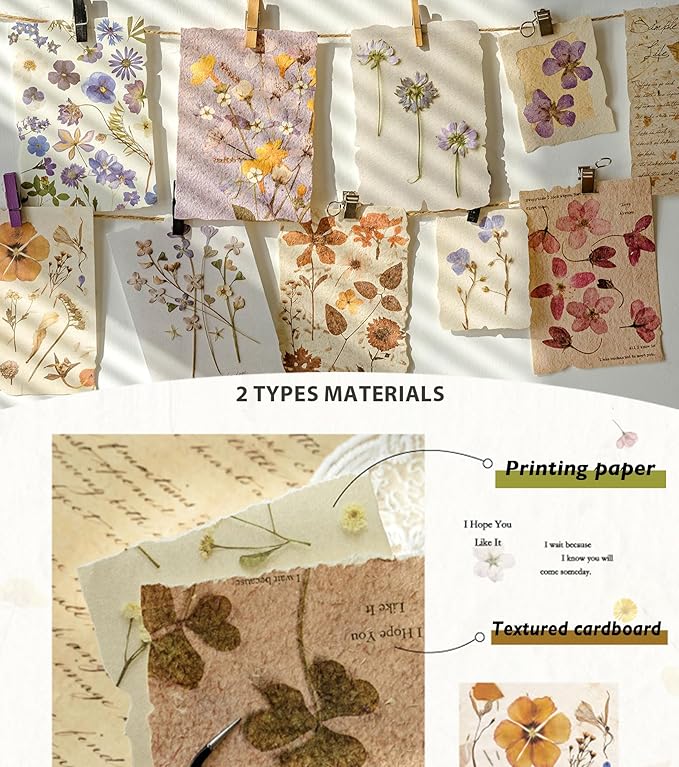 120Pcs Floral Textured Scrapbook Paper - 4 pack Embossed Rice Decoupage Paper Craft Special Mixed for Scrapbooking Junk Journaling Supplies Planner Bullet Cards Making Collage Decorative DIY Materials