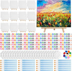Qilery 24 Set 8 x 10 Inch Canvas Boards and Easel for Painting, Acrylic Paint Strips, Palettes, Brushes, Canvases Painting Kits for Kids Adults Artists Beginners Oil Acrylic Painting Party Favors