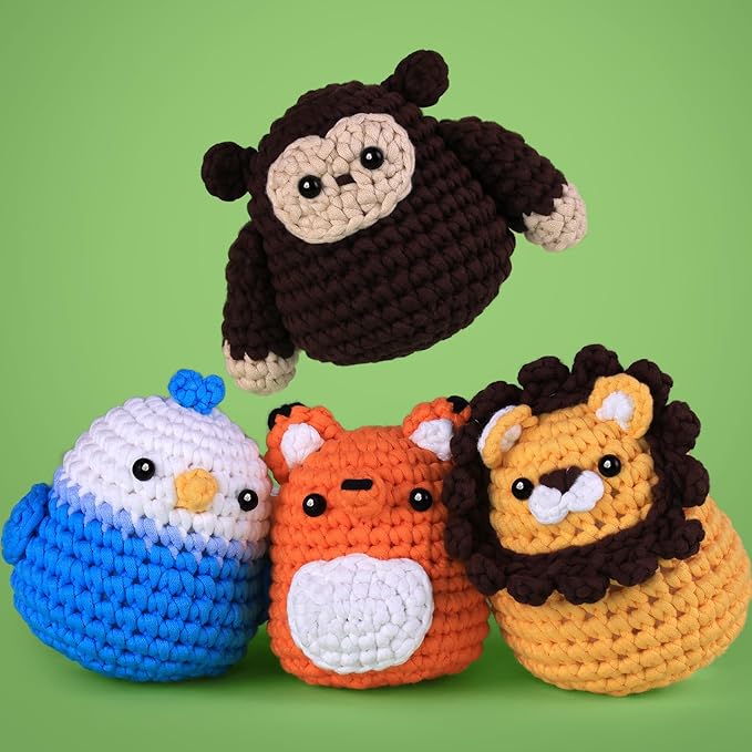 Crochet Kit for Beginners - Crochet Kits Knitting & Crochet Animals Beginner Crochet Kit for Adults Kids Amigurumi Crocheting Kit with Step-by-Step Tutorials Gift for Girl Women Kid - Forest Friends