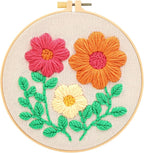 JSRQT Punch Needle Embroidery Starter Kit Floral Leaf Beginner Rug Hooking Kit with Embroidery Hoops Instructions Handcraft Punch Needle Kit for Adults Rug-Punch & Pinch Needle Cross Stitch Kits Craft